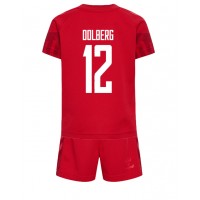 Danmark Kasper Dolberg #12 Fotballklær Hjemmedraktsett Barn VM 2022 Kortermet (+ korte bukser)